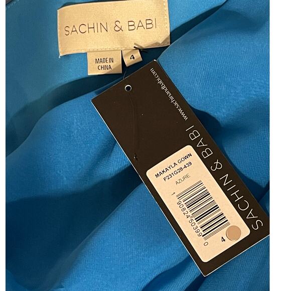 Sachin + Babi NEW Size 4 Makayla One Shoulder Embellished Gown Azure Blue NWT - Picture 6 of 10
